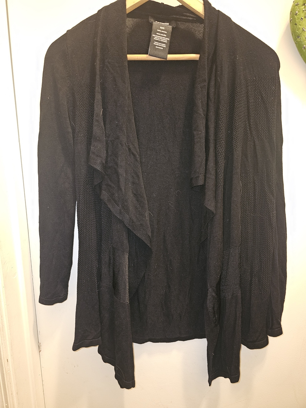 Promise Black Open Front Cardigan Sweater Size SM E U C